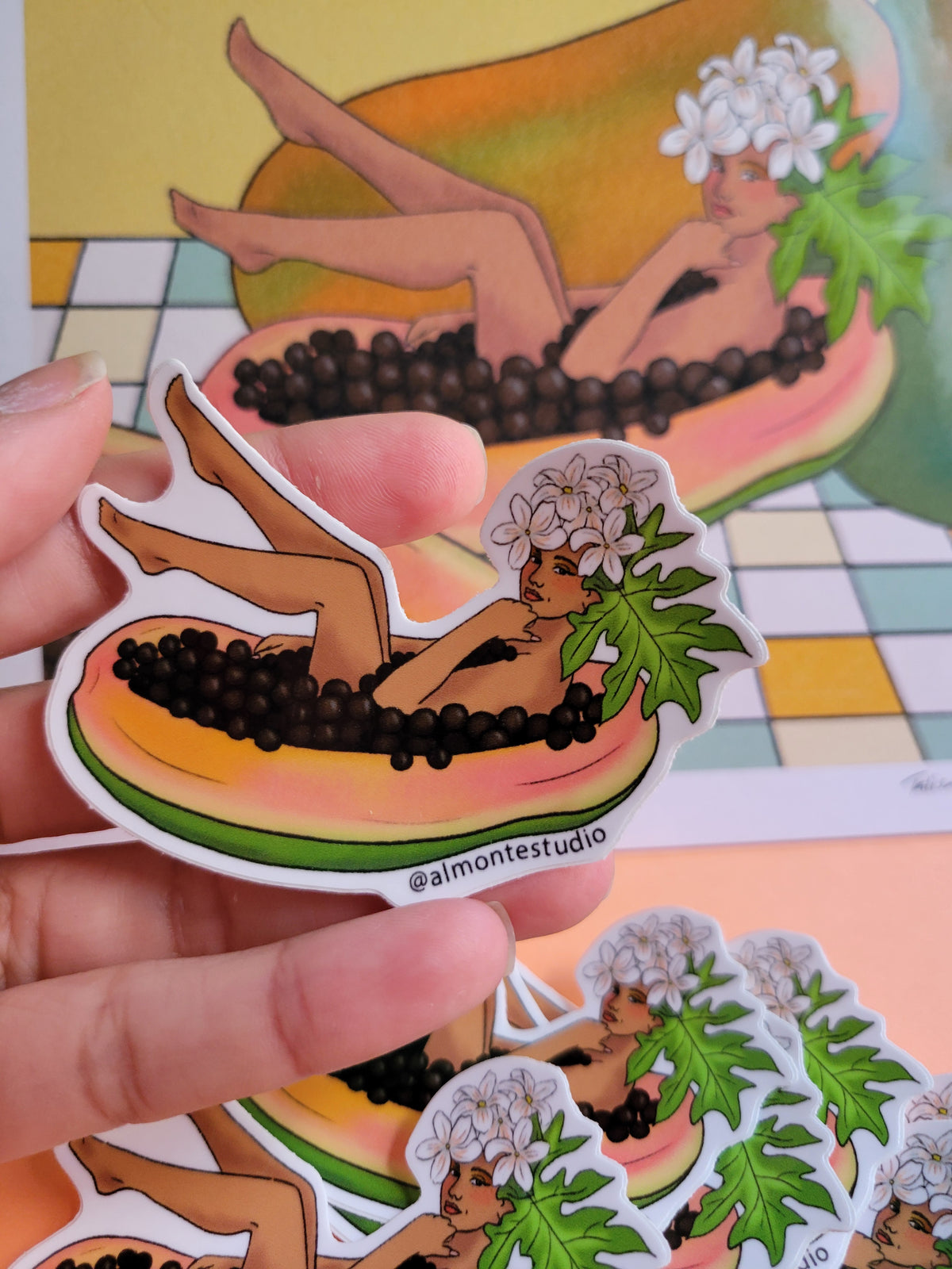 Papaya Lady Vinyl Sticker
