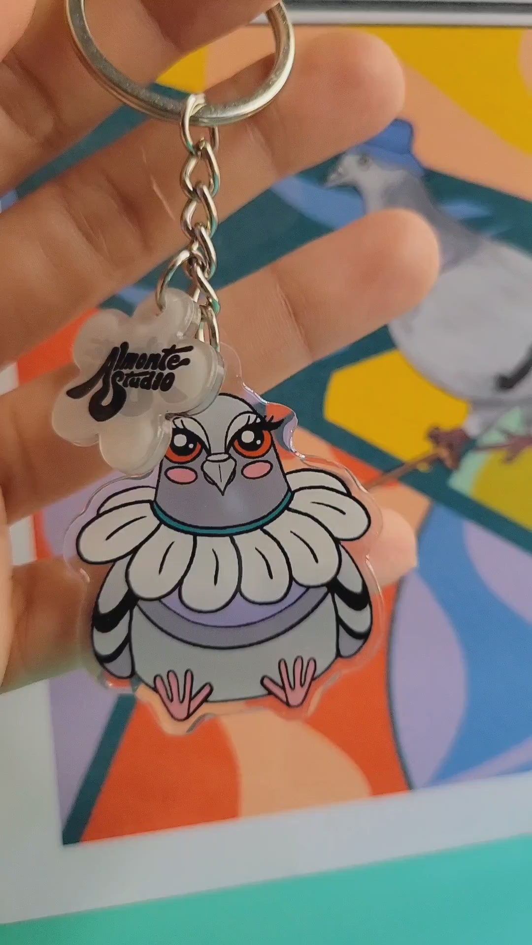 Daisy Pigeon Acrylic Keychain